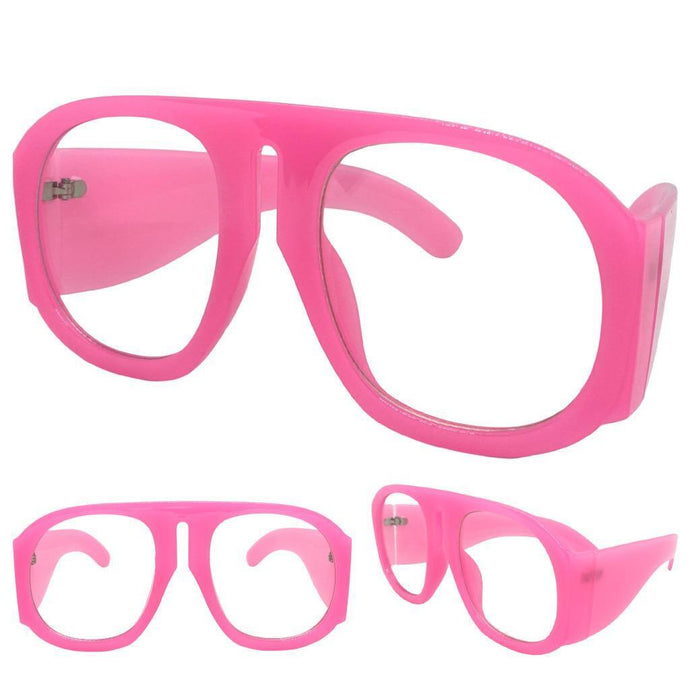 Women's Oversized Exaggerated Classic Vintage RETRO Style Clear Lens EYE GLASSES X-Large Pink RX-Capable Optical Fashion Frame 1770