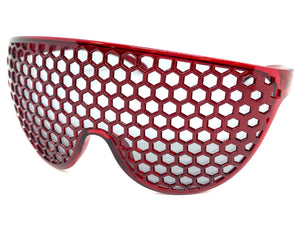 Oversized & Exaggerated Shield Style Party SUNGLASSES Huge Honeycomb Grid Lens 80144