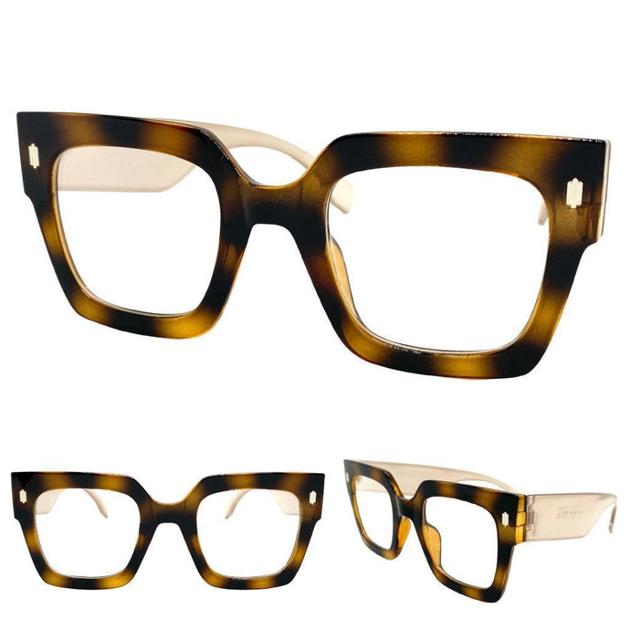 Oversized Vintage Retro Style Clear Lens EYEGLASSES Large Thick Optical Frame - RX Capable 2701