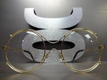 Double Rim Round Clear Lens Glasses- Gold