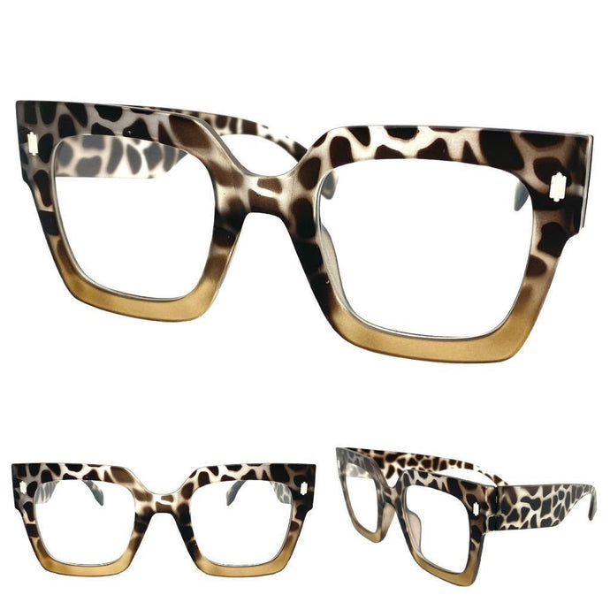 Oversized Vintage Retro Style Clear Lens EYEGLASSES Large Thick Square Optical Frame - RX Capable 2701