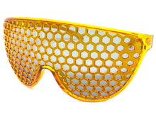 Oversized & Exaggerated Shield Style Party SUNGLASSES Huge Honeycomb Grid Lens 80144