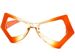Classic Vintage Funky RETRO Style Clear Lens EYEGLASSES Orange Optical Frame - RX Capable P0065-13