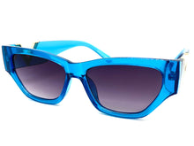 Exaggerated Modern Retro Cat Eye Style SUNGLASSES Funky Blue Frame E1678