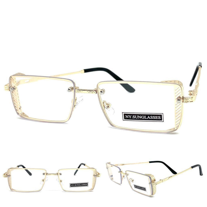 Men's Contemporary Modern Luxury Designer Fashion Clear Lens EYE GLASSES Rectangular Gold Metal Frame 2626