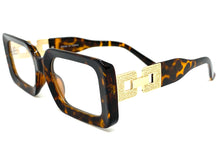 Ladies Classy Modern RETRO Style Clear Lens EYE GLASSES Rectangular Tortoise & Gold Optical Frame RX-Capable 89338