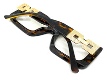 Ladies Classy Modern RETRO Style Clear Lens EYE GLASSES Rectangular Tortoise & Gold Optical Frame RX-Capable 89338