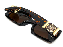 Men's Classy Elegant Luxury Hip Hop Style SUNGLASSES Tortoise Frame with Gold Medallion 4378
