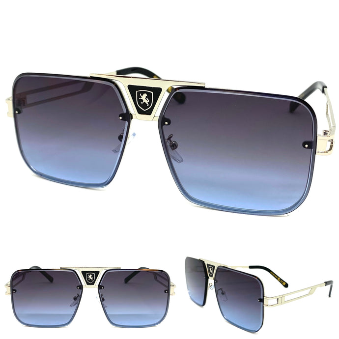 Classic Modern Retro Hip Hop Style SUNGLASSES Silver Frame Blue Lens 21043