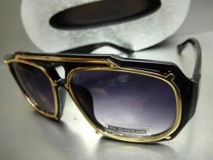 Rapper Style Sunglasses- Black & Gold