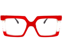 Classy Elegant Modern Retro Style Clear Lens EYEGLASSES Square Red & Gold Optical Frame - RX Capable 9386