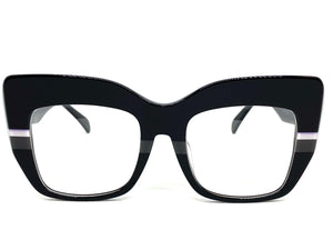 Oversized Exaggerated Retro Style Clear Lens EYEGLASSES Thick Black Optical Frame - RX Capable 3721