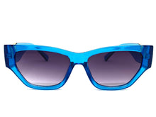 Exaggerated Modern Retro Cat Eye Style SUNGLASSES Funky Blue Frame E1678