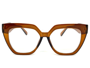 Oversized Exaggerated Retro Cat Eye Style Clear Lens EYEGLASSES Thick Brown Frame 81100