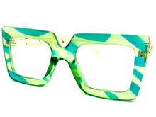 Women's Oversized Classic Vintage RETRO Style Clear Lens EYE GLASSES Large Green & Gold RX-Capable Optical Frame 9051