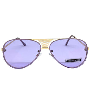 Classy Elegant Retro Style SUNGLASSES Gold Frame - Purple Lens 7498