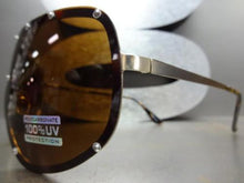 Oversized Shield POLARIZED Lens Sunglasses- Brown & Gold