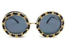 Classy Elegant Vintage Retro Style SUNGLASSES Round Black & Gold Frame 80340