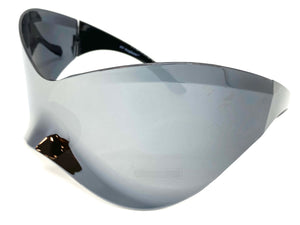 Oversized Exaggerated Modern Retro Face Shield Visor SUNGLASSES Huge Mirror Frame & Lens 8446