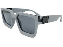 Classic Vintage Retro Style SUNGLASSES Large Square Matte Gray Frame 30462