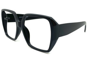 Oversized Classic Retro Style Large Square Matte Black Lensless Eye Glasses- Frame Only NO Lens 7460