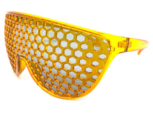 Oversized & Exaggerated Shield Style Party SUNGLASSES Huge Honeycomb Grid Lens 80144