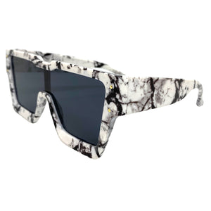 Oversized Luxury Modern Retro Shield Style SUNGLASSES Large Marble Frame 80165