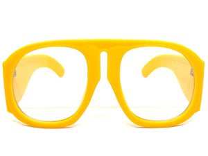 Women's Oversized Exaggerated Classic Vintage RETRO Style Clear Lens EYE GLASSES X-Large Yellow RX-Capable Optical Fashion Frame 1770