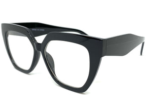 Oversized Exaggerated Retro Cat Eye Style Clear Lens EYEGLASSES Thick Black Frame 81100