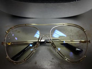 Double Rim Metal Aviator Clear Lens Glasses-Gold