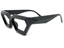 Exaggerated Modern Retro Cat Eye Style Clear Lens EYEGLASSES Thick Black Optical Frame - RX Capable 4079