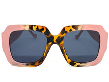 Women's Oversized Classic Vintage Retro Style SUNGLASSES Large Thick Square Pink & Leopard Frame 80249