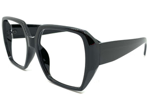 Oversized Classic Retro Style Large Square Black Lensless Eye Glasses- Frame Only NO Lens 7460