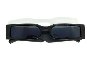 Futuristic Modern Retro Style SUNGLASSES Thin Rectangular Black Frame 80217