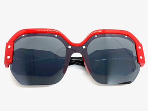 Women's Oversized Luxury Modern Retro Style SUNGLASSES Large Red Frame 30306