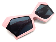 Women's Oversized Modern Retro Cat Eye Style SUNGLASSES Large Funky Pink Frame 80268