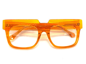 Oversized Exaggerated Retro Style Clear Lens EYEGLASSES Thick Orange Optical Frame - RX Capable 3716