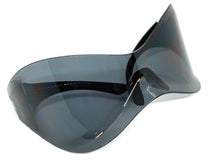 Oversized Exaggerated Modern Retro Face Shield Visor SUNGLASSES Huge Black Frame & Lens 80347