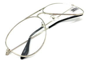 Classic Vintage Retro Aviator Style CLEAR LENS EYEGLASSES Silver Frame 84CL