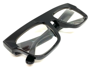 Oversized Vintage Retro Style Clear Lens EYEGLASSES Black Optical Frame - RX Capable 81127