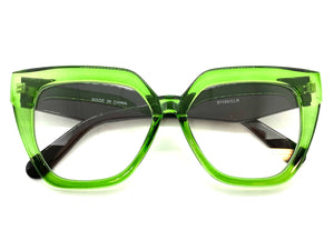 Oversized Exaggerated Retro Cat Eye Style Clear Lens EYEGLASSES Thick Green Frame 81100