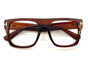 Classic Vintage Retro Style Thick Brown Lensless Eye Glasses- Frame Only NO Lens E1826