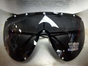 Oversized Shield POLARIZED Lens Sunglasses- Black