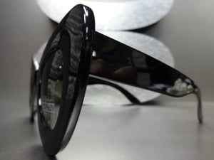 Exaggerated Thick Frame Cat Eye Sunglasses-Black