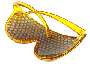 Oversized & Exaggerated Shield Style Party SUNGLASSES Huge Honeycomb Grid Lens 80144