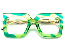 Women's Oversized Classic Vintage RETRO Style Clear Lens EYE GLASSES Large Green & Gold RX-Capable Optical Frame 9051