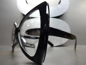 Oversized Bow Style Clear Lens Glasses- Black