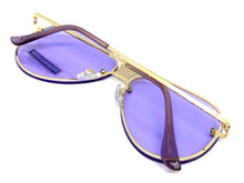 Classy Elegant Retro Style SUNGLASSES Gold Frame - Purple Lens 7498