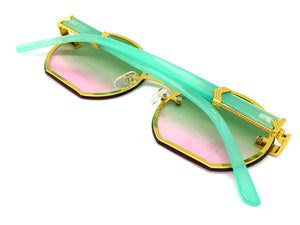 Classy Elegant Luxury Modern Retro Style SUNGLASSES Round Gold Frame 7523