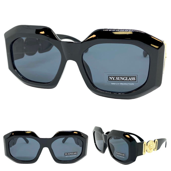 Classic Retro Luxury Designer Fashion SUNGLASSES Thick Black Frame 8244